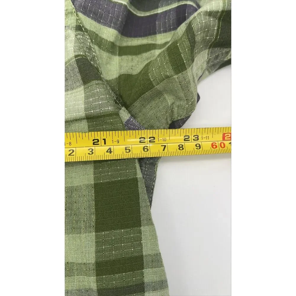 The North Face Button Down Shirt Mens Large Green Plaid TNF Hiking Camping
